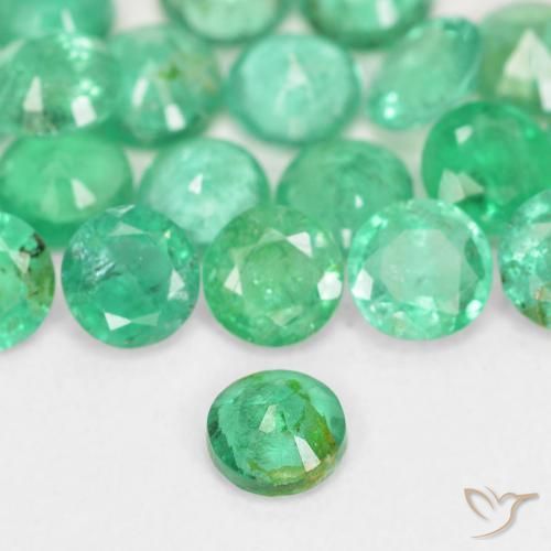 Esmeralda verde natural 0,13ct, corte redondo, SI