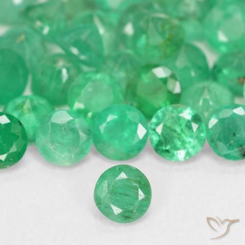 Esmeralda verde natural 0,18ct, corte redondo, SI