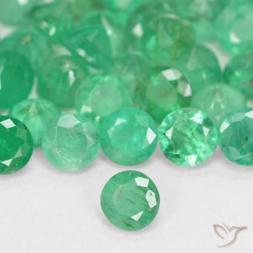 Esmeralda verde natural 0,18ct, corte redondo, SI