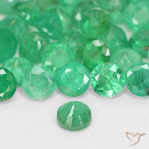 Esmeralda verde natural 0,18ct, corte redondo, SI