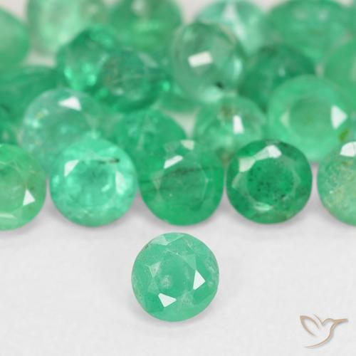 Esmeralda verde natural 0,15ct, corte redondo, SI