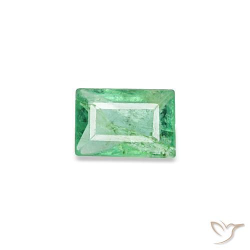 Esmeralda verde natural 0,13ct, baguete, SI