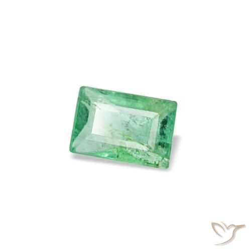 Esmeralda verde natural 0,13ct, baguete, SI