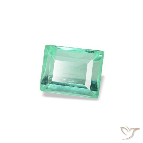 Esmeralda verde natural 0,13ct, baguete, VVS-VS