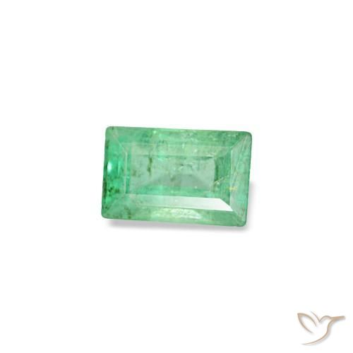 Esmeralda verde natural 0,15ct, baguete, SI