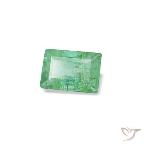 Esmeralda verde natural 0,13ct, baguete, SI