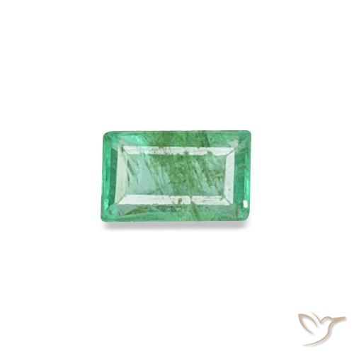 Esmeralda verde natural 0,14ct, baguete, SI