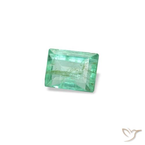 Esmeralda verde natural 0,13ct, baguete, SI