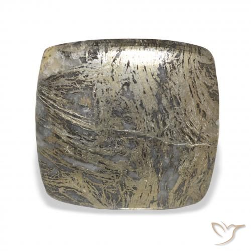 36.40ct Natural Bronze Enegrecido Feather Pyrite, Almofada, Opaco