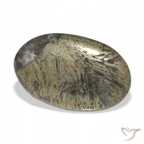 Feather Pyrite Multicolorido Natural 32.74ct, oval, Opaco