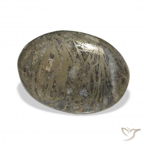 Feather Pyrite Bronze Enegrecido Natural 37.90ct, oval, Opaco
