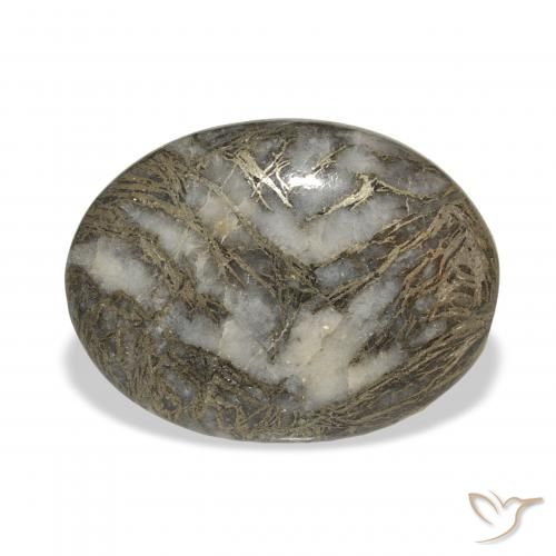 23.93ct Natural Preto com Bronze Feather Pyrite, oval, Opaco