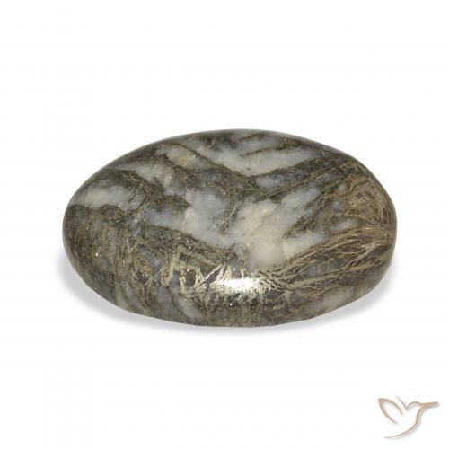 Feather Pyrite Preto com Bronze Natural 23.93ct, oval, Opaco
