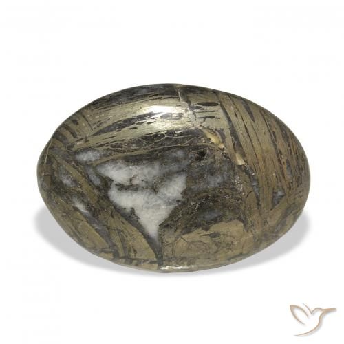 29.35ct Natural marrom escuro Feather Pyrite, oval, Opaco