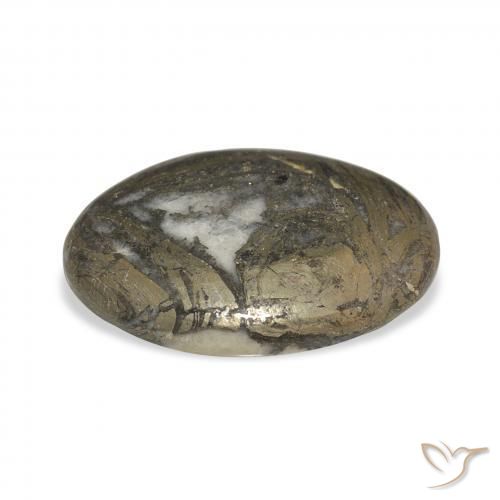 Feather Pyrite marrom escuro Natural 29.35ct, oval, Opaco