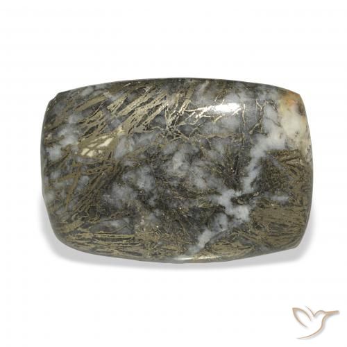 32.71ct Natural Preto com Bronze Feather Pyrite, Almofada, Opaco