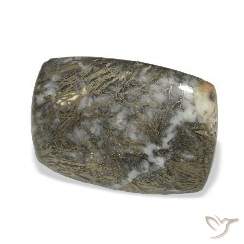 Feather Pyrite Preto com Bronze Natural 32.71ct, Almofada, Opaco