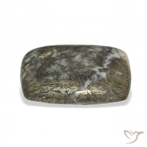Feather Pyrite Preto com Bronze Natural 32.71ct, Almofada, Opaco