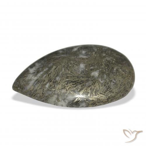 Feather Pyrite Bronze Enegrecido Natural 38.41ct, Formato de pêra, Opaco