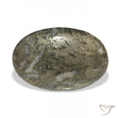 32.77ct Natural Preto com Bronze Feather Pyrite, oval, Opaco