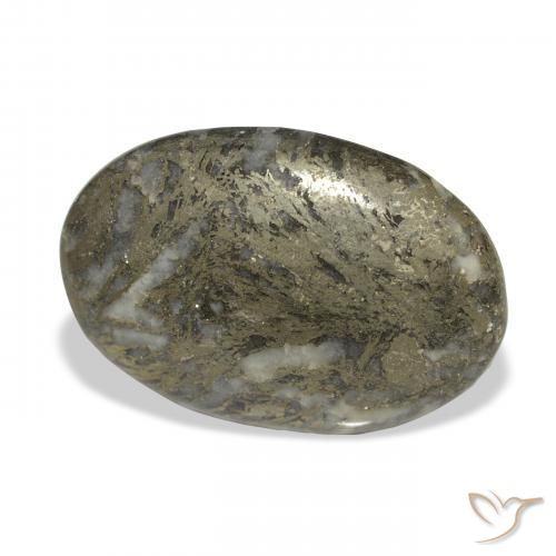 Feather Pyrite Preto com Bronze Natural 32.77ct, oval, Opaco