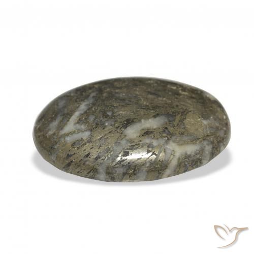 Feather Pyrite Preto com Bronze Natural 32.77ct, oval, Opaco