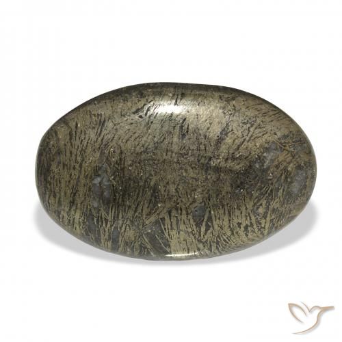 36.99ct Natural Bronze Enegrecido Feather Pyrite, oval, Opaco