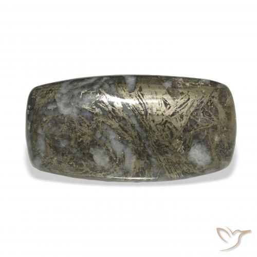 35.65ct Natural Preto com Bronze Feather Pyrite, Almofada, Opaco
