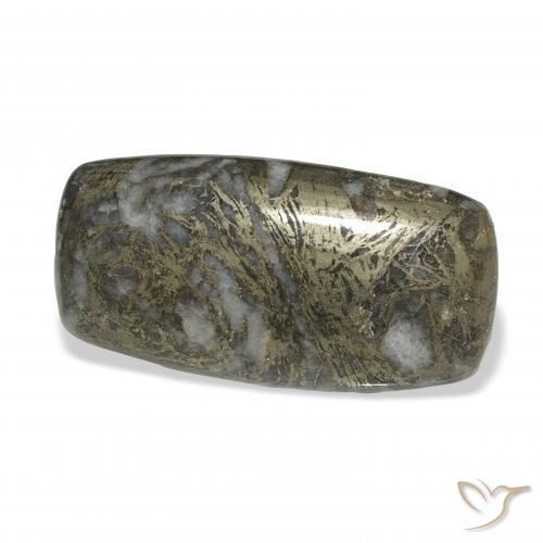 Feather Pyrite Preto com Bronze Natural 35.65ct, Almofada, Opaco