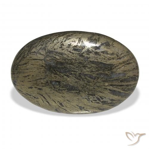 36.00ct Natural Preto com Bronze Feather Pyrite, oval, Opaco