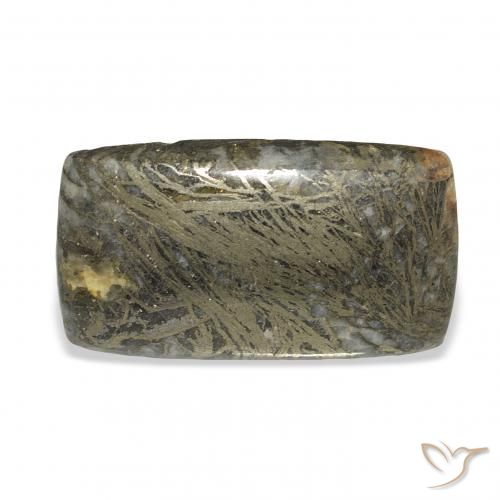 35.56ct Natural Preto com Bronze Feather Pyrite, Almofada, Opaco