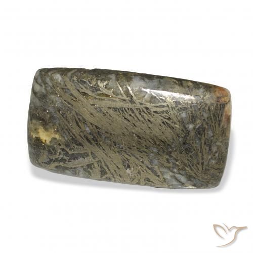 Feather Pyrite Preto com Bronze Natural 35.56ct, Almofada, Opaco