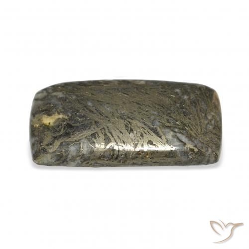 Feather Pyrite Preto com Bronze Natural 35.56ct, Almofada, Opaco
