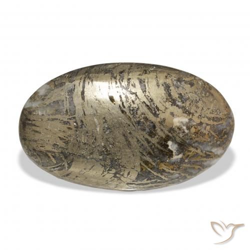 37.38ct Natural Multicolorido Feather Pyrite, oval, Opaco