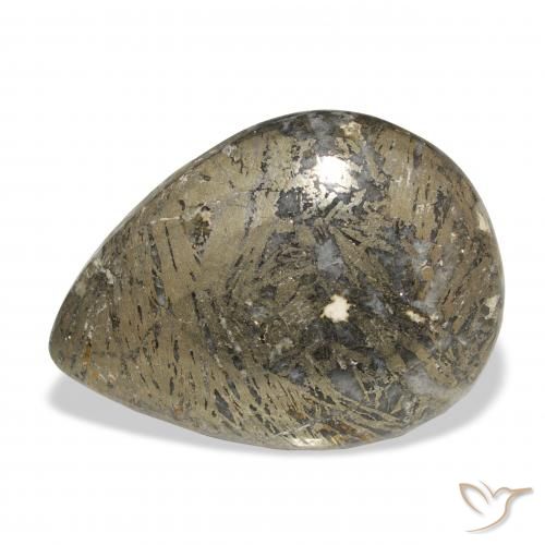 30.77ct Natural Multicolorido Feather Pyrite, Formato de pêra, Opaco