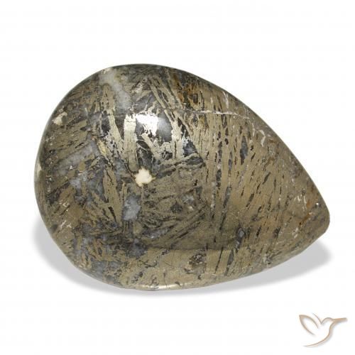 Feather Pyrite Multicolorido Natural 30.77ct, Formato de pêra, Opaco