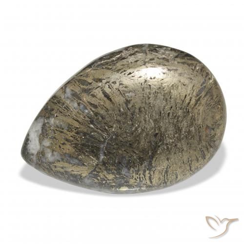 30.92ct Natural Multicolorido Feather Pyrite, Formato de pêra, Opaco
