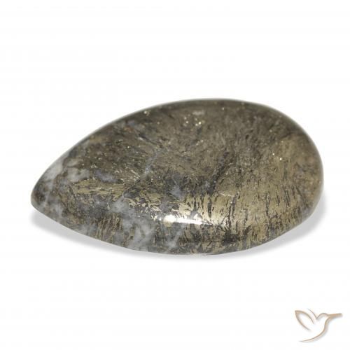 Feather Pyrite Multicolorido Natural 30.92ct, Formato de pêra, Opaco