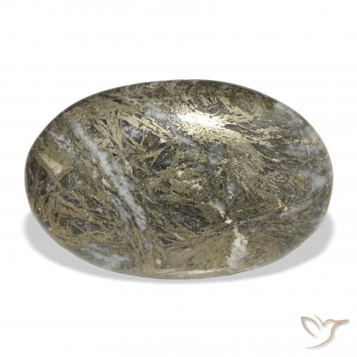 34.99ct Natural Multicolorido Feather Pyrite, oval, Opaco