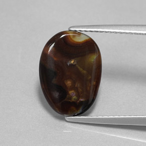 Ágata de fogo multicolorido natural 3,13ct, forma extravagante, opaco