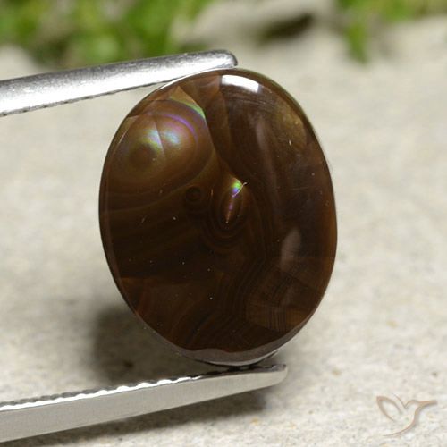 Ágata de fogo multicolorido natural 5,15ct, corte oval, opaco