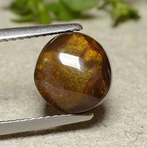 3.92ct Natural Multicolorido Ágata de fogo, Redondo, Opaco