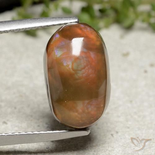 6.66ct Natural Multicolorido Ágata de fogo, oval, Opaco