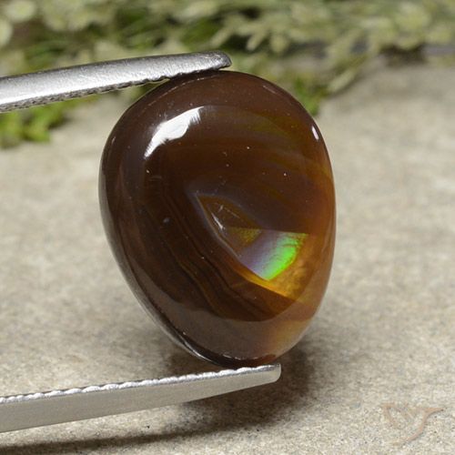 5.43ct Natural Multicolorido Ágata de fogo, Formato de pêra, Opaco