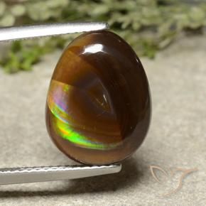 Ágata de fogo Multicolorido Natural 5.43ct, Formato de pêra, Opaco