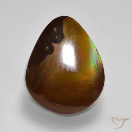 5.78ct Natural Multicolorido Ágata de fogo, Formato de pêra, Opaco