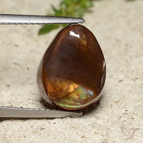 5.70ct Natural Multicolorido Ágata de fogo, Formato de pêra, Opaco