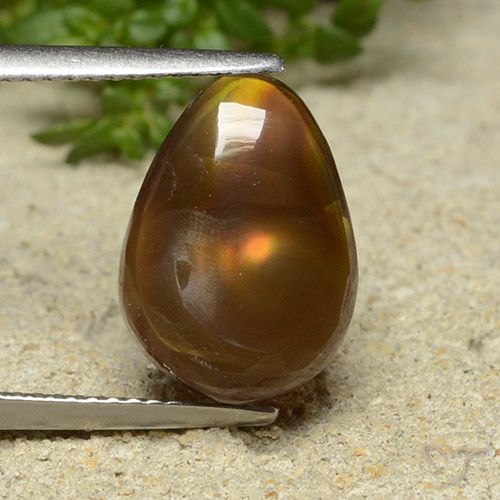 5.57ct Natural Multicolorido Ágata de fogo, Formato de pêra, Opaco