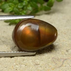 Ágata de fogo Multicolorido Natural 5.57ct, Formato de pêra, Opaco