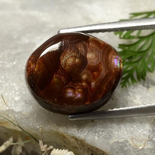 Ágata de fogo Multicolorido Natural 6.65ct, oval, Opaco